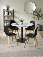 Julian Bowen Set of 2 Black Agatha White Plastic Dining Chairs with Wooden Legs - Image 5 of 14