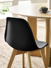 Julian Bowen Set of 2 Black Agatha White Plastic Dining Chairs with Wooden Legs - Image 6 of 14