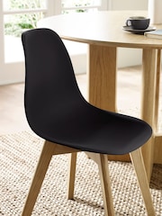 Julian Bowen Set of 2 Black Agatha White Plastic Dining Chairs with Wooden Legs - Image 7 of 14