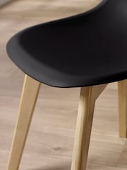 Julian Bowen Set of 2 Black Agatha White Plastic Dining Chairs with Wooden Legs - Image 8 of 14