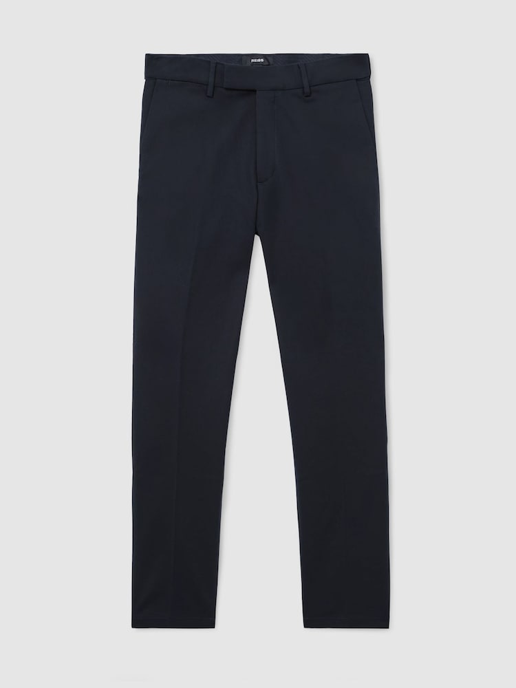 Reiss Navy Eastbury Cotton-Stretch Tailored-Fit Chinos - Image 2 of 6 Reiss Navy Eastbury Cotton-Stretch Tailored-Fit Chinos - Image 2 of 6