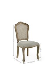 Julian Bowen Oatmeal Limed Oak Set of 2 Camille Rattan Back Dining Chairs with French Style Legs - Image 10 of 14