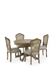 Julian Bowen Oatmeal Limed Oak Set of 2 Camille Rattan Back Dining Chairs with French Style Legs - Image 11 of 14
