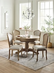 Julian Bowen Oatmeal Limed Oak Set of 2 Camille Rattan Back Dining Chairs with French Style Legs - Image 13 of 14