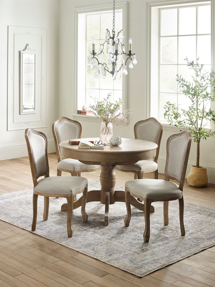 Julian Bowen Oatmeal Limed Oak Set of 2 Camille Rattan Back Dining Chairs with French Style Legs - Image 14 of 14 Julian Bowen Oatmeal Limed Oak Set of 2 Camille Rattan Back Dining Chairs with French Style Legs - Image 14 of 14