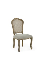 Julian Bowen Oatmeal Limed Oak Set of 2 Camille Rattan Back Dining Chairs with French Style Legs - Image 4 of 14