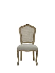 Julian Bowen Oatmeal Limed Oak Set of 2 Camille Rattan Back Dining Chairs with French Style Legs - Image 5 of 14