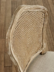 Julian Bowen Oatmeal Limed Oak Set of 2 Camille Rattan Back Dining Chairs with French Style Legs - Image 7 of 14