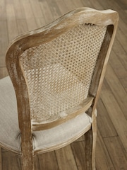 Julian Bowen Oatmeal Limed Oak Set of 2 Camille Rattan Back Dining Chairs with French Style Legs - Image 8 of 14