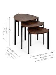 Julian Bowen Walnut Lorette Black Ash Effect Teardrop Nest of 3 Side Tables - Image 3 of 9