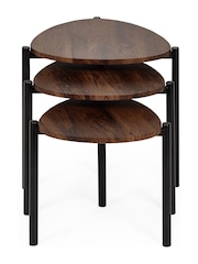 Julian Bowen Walnut Lorette Black Ash Effect Teardrop Nest of 3 Side Tables - Image 8 of 9