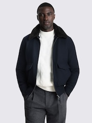 MOSS Blue Faux Fur Bomber Jacket - Image 1 of 3