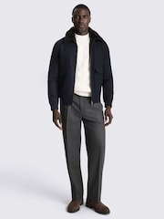 MOSS Blue Faux Fur Bomber Jacket - Image 2 of 3