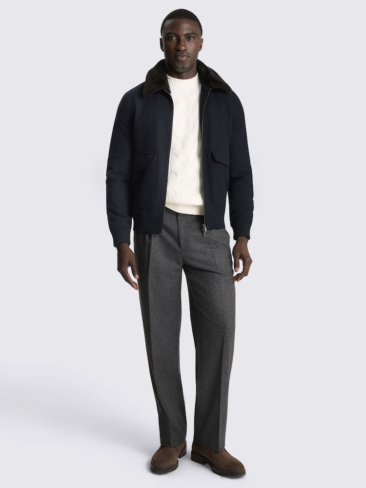 MOSS Blue Faux Fur Bomber Jacket - Image 2 of 3 MOSS Blue Faux Fur Bomber Jacket - Image 2 of 3