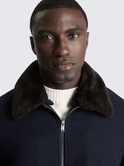 MOSS Blue Faux Fur Bomber Jacket - Image 3 of 3