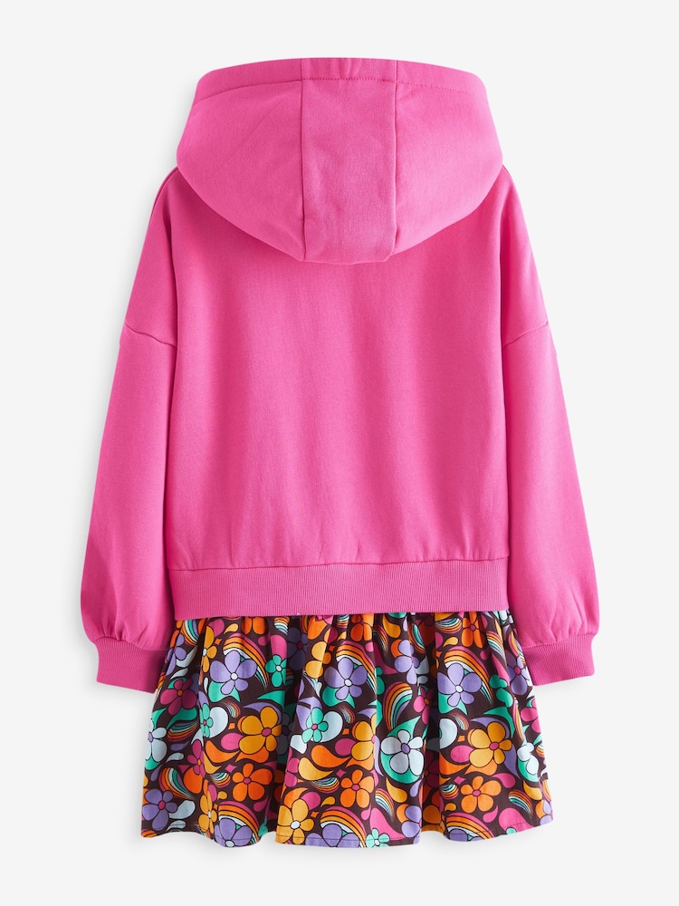 Little Bird by Jools Oliver Pink Sweat Mockable Hooded Dress - Image 2 of 8