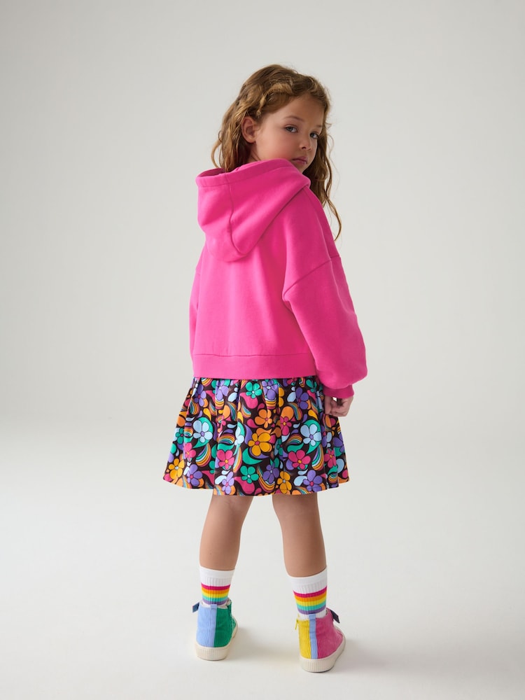 Little Bird by Jools Oliver Pink Sweat Mockable Hooded Dress - Image 8 of 8