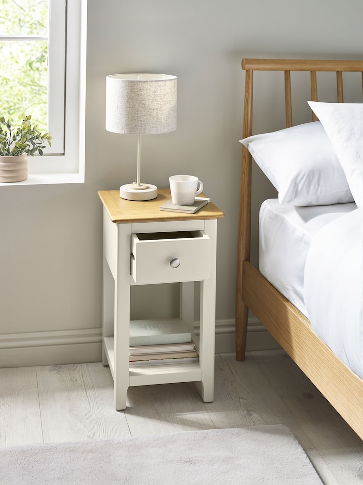 Julian Bowen Truffle Oak Somerset Compact 1 Drawer Bedside Table with Shelf - Image 2 of 10