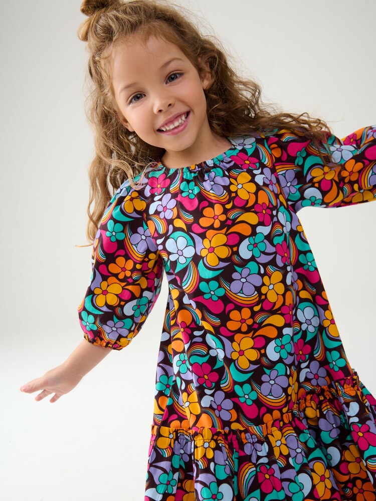 Little Bird by Jools Oliver Colourful Paisely Puff Sleeve 100% Cotton Dress - Image 1 of 7