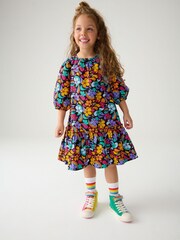 Little Bird by Jools Oliver Colourful Paisely Puff Sleeve 100% Cotton Dress - Image 2 of 7