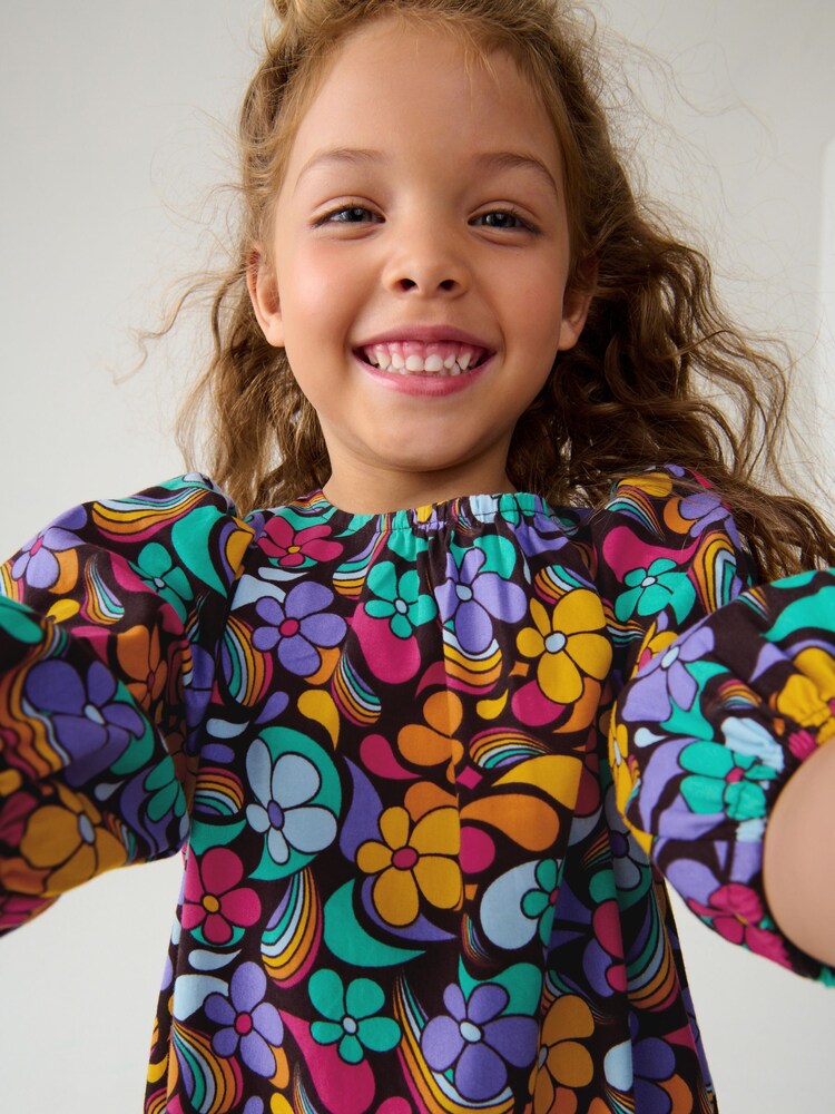Little Bird by Jools Oliver Colourful Paisely Puff Sleeve 100% Cotton Dress - Image 4 of 7