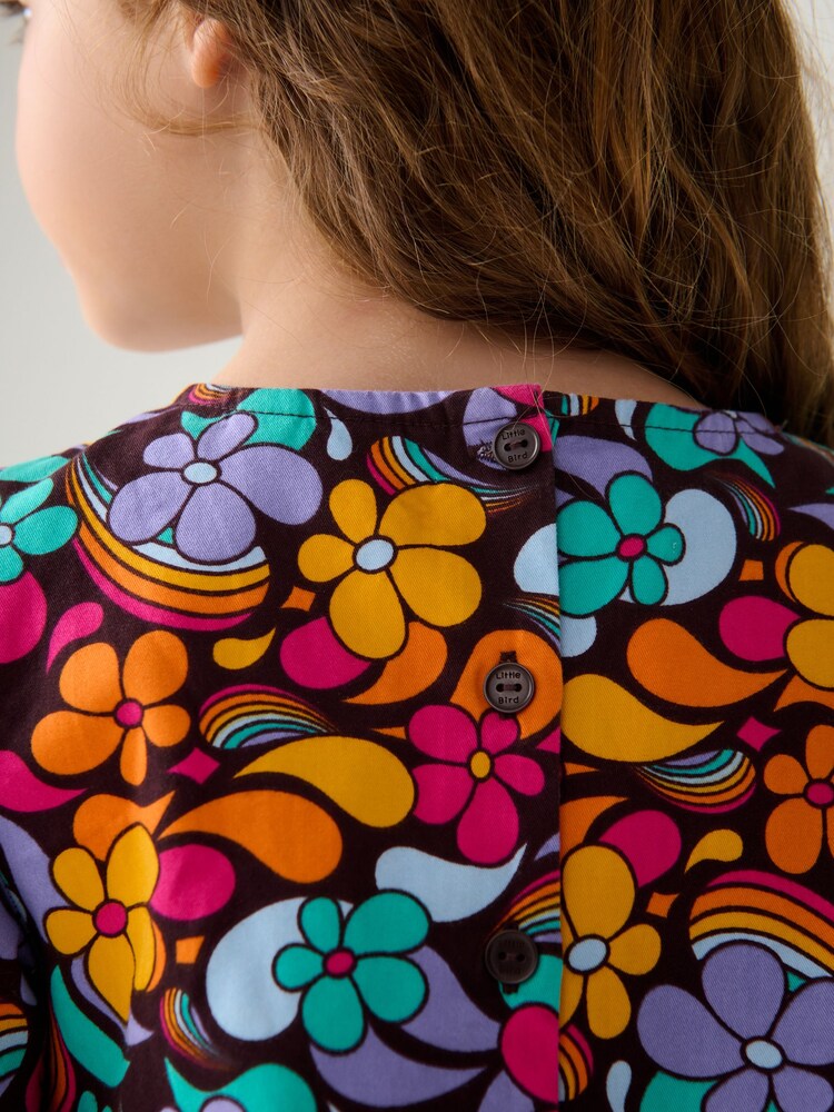 Little Bird by Jools Oliver Colourful Paisely Puff Sleeve 100% Cotton Dress - Image 5 of 7