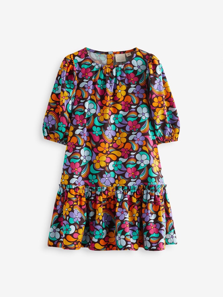 Little Bird by Jools Oliver Colourful Paisely Puff Sleeve 100% Cotton Dress - Image 6 of 7