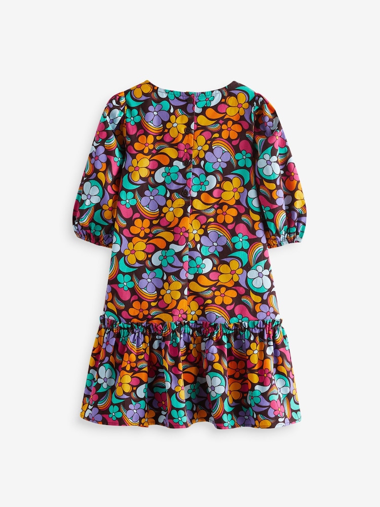 Little Bird by Jools Oliver Colourful Paisely Puff Sleeve 100% Cotton Dress - Image 7 of 7