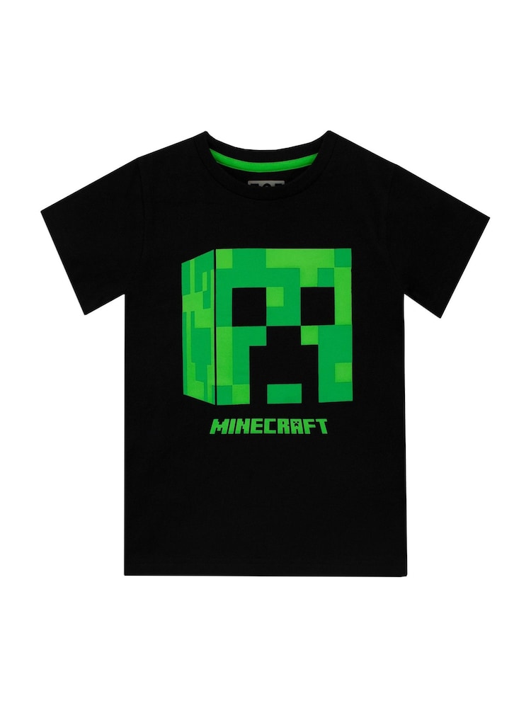 Character Black Minecraft Short Sleeve Creeper T-Shirt - Image 1 of 7