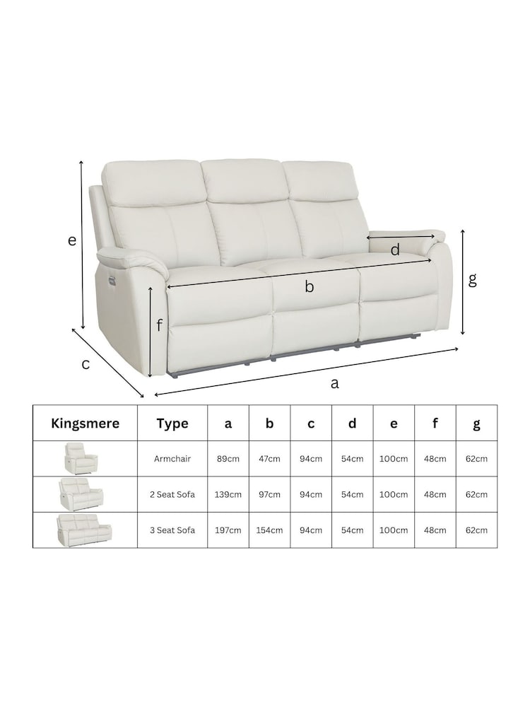 Aspire Furniture Black Kingsmere 3 Seater Power Recliner Sofa - Image 6 of 6