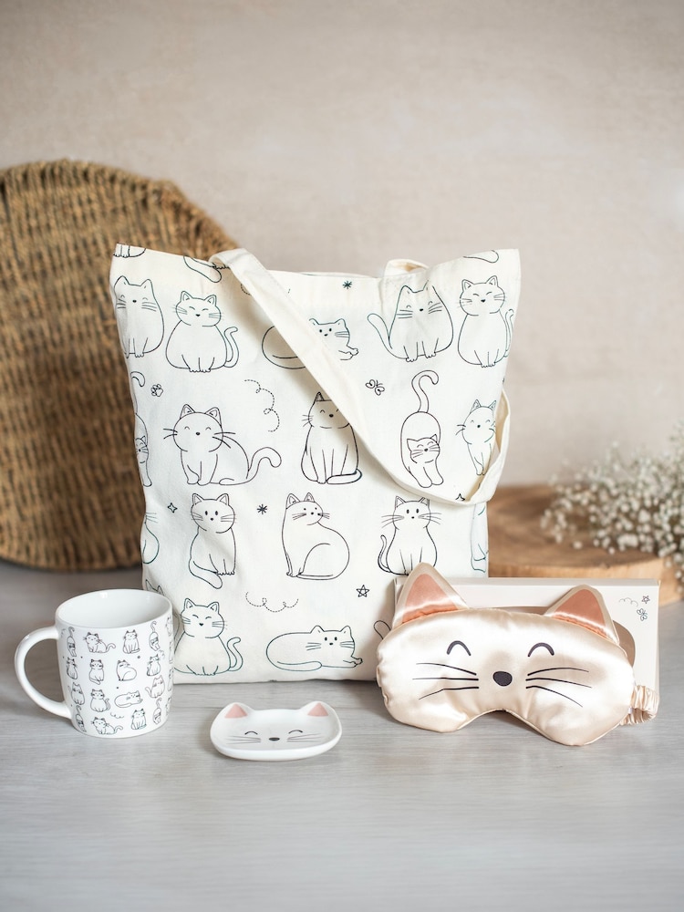 Something Different White Cute Cat Gift Set - Image 1 of 1