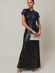 Phase Eight Blue Kayla Sequin Ombre Maxi Dress - Image 1 of 7