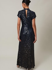Phase Eight Blue Kayla Sequin Ombre Maxi Dress - Image 2 of 7
