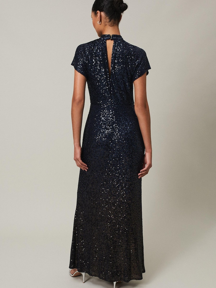 Phase Eight Blue Kayla Sequin Ombre Maxi Dress - Image 2 of 7