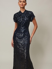 Phase Eight Blue Kayla Sequin Ombre Maxi Dress - Image 3 of 7