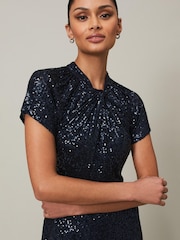 Phase Eight Blue Kayla Sequin Ombre Maxi Dress - Image 4 of 7