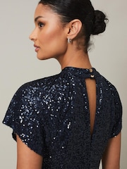Phase Eight Blue Kayla Sequin Ombre Maxi Dress - Image 6 of 7