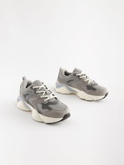 Grey Standard Fit (F) Mesh Lace Trainers - Image 1 of 2