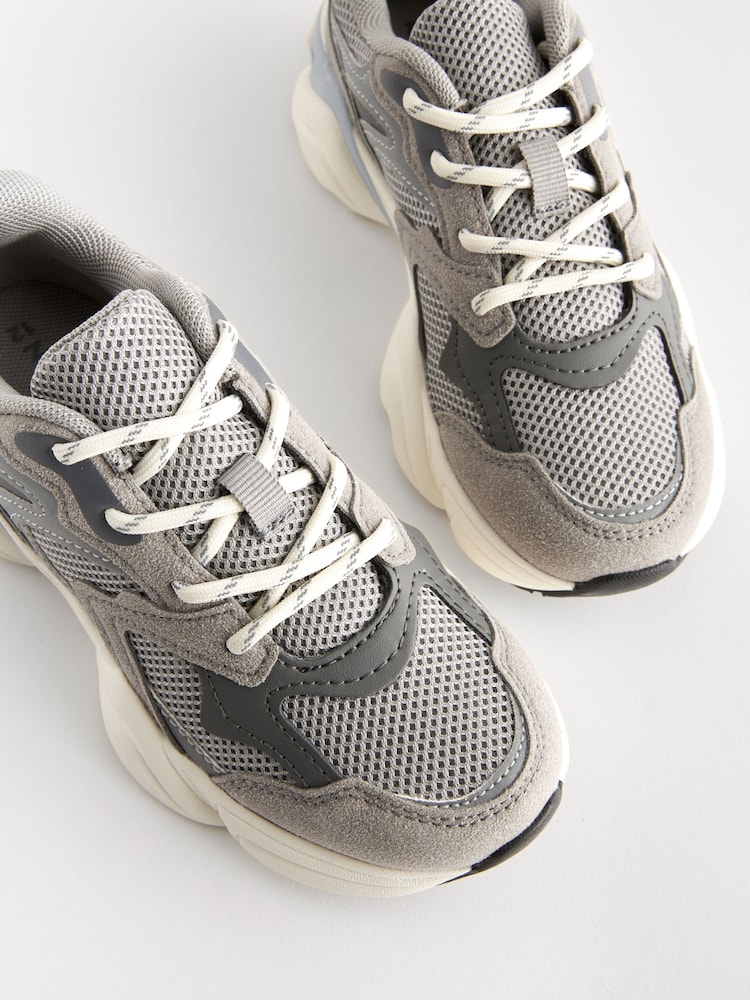 Grey Standard Fit (F) Mesh Lace Trainers - Image 2 of 2