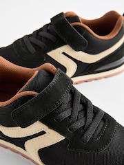 Black Standard Fit (F) One Strap Elastic Lace Trainers - Image 4 of 6