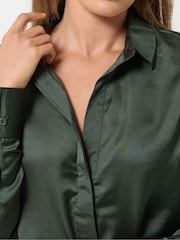 Long Tall Sally Green Satin Button Through Shirt - Image 5 of 7