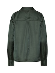 Long Tall Sally Green Satin Button Through Shirt - Image 7 of 7