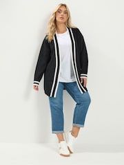 Yours Curve Black Tipped Cardigan - Image 2 of 6