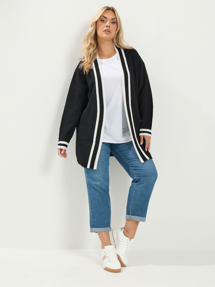 Yours Curve Black Tipped Cardigan - Image 2 of 6