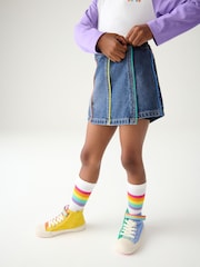 Little Bird by Jools Oliver Washed Denim Rainbow Embroidered 100% Cotton Skort - Imagen 2 de 8