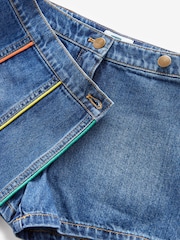 Little Bird by Jools Oliver Washed Denim Rainbow Embroidered 100% Cotton Skort - Imagen 8 de 8