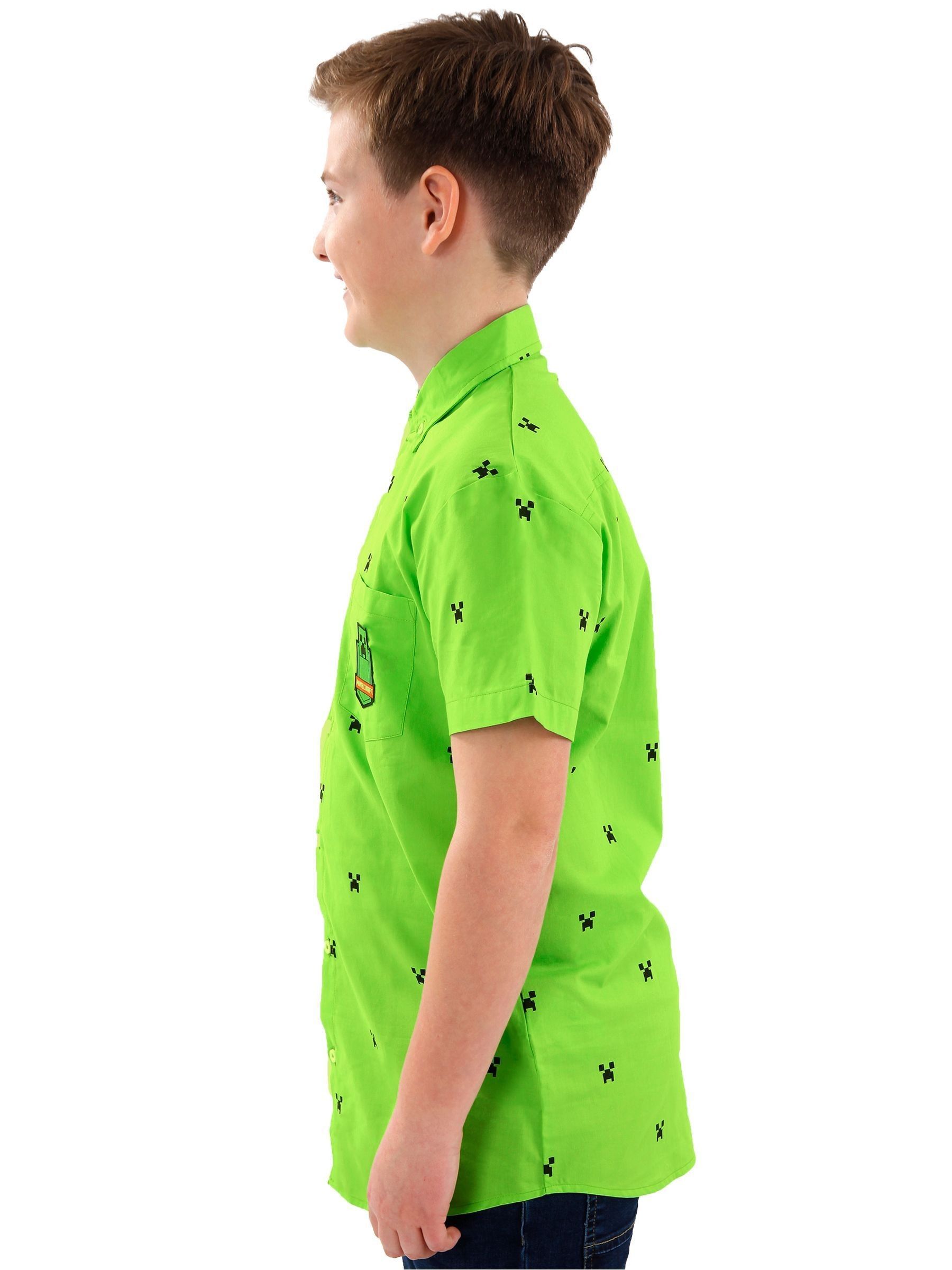 Buy Character Green Minecraft Button Up Short Sleeve Shirt from Next Israel