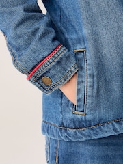 Little Bird by Jools Oliver Blue Borg Lined Washed Denim Rainbow Embroidered Shacket - Image 10 of 14