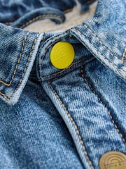 Little Bird by Jools Oliver Blue Borg Lined Washed Denim Rainbow Embroidered Shacket - Image 13 of 14