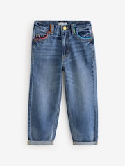 Little Bird by Jools Oliver Blue Washed Denim Rainbow Embroidered 100% Cotton Jeans - Image 1 of 9